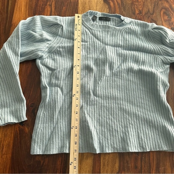 Saks Fifth Avenue Black Label Wool Crew Neck Sweater light blue made in Italy XL - Picture 5 of 6